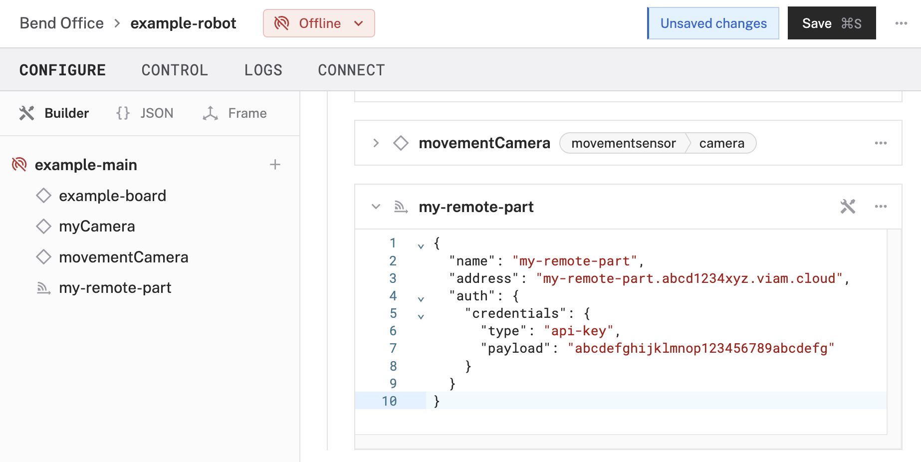 The configured remote.